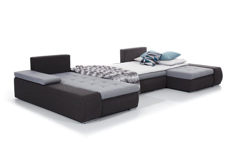 Jurtiga 4-sits U-formad Bäddsoffa 122x297 cm med Förvaring i Tyg - Grå - Möbler - Vardagsrum - Bäddsoffor - U bäddsoffa