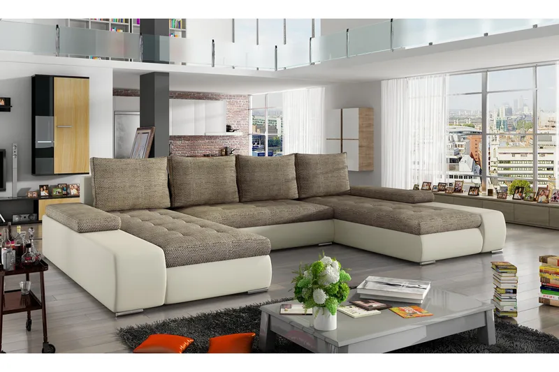 Jurtiga Bäddsoffa med Dubbeldivan - Beige - Möbler - Vardagsrum - Bäddsoffor - U bäddsoffa