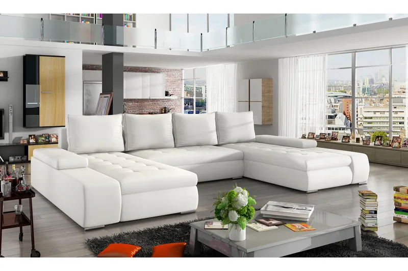 Jurtiga Bäddsoffa med Dubbeldivan - Vit - Möbler - Vardagsrum - Bäddsoffor - U bäddsoffa