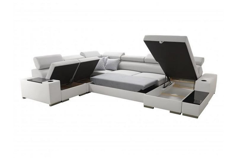 Kahundji Vänster Hörnbäddsoffa 127x284 cm med Förvaring i Tyg - Antracit - Möbler - Vardagsrum - Bäddsoffor