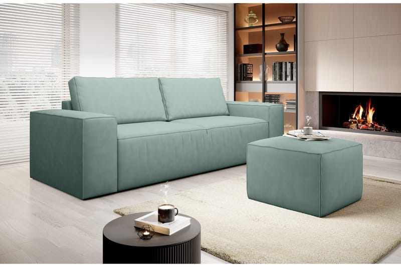 Kamli Bäddsoffa 3-sits med Förvaring, Ljusgrön