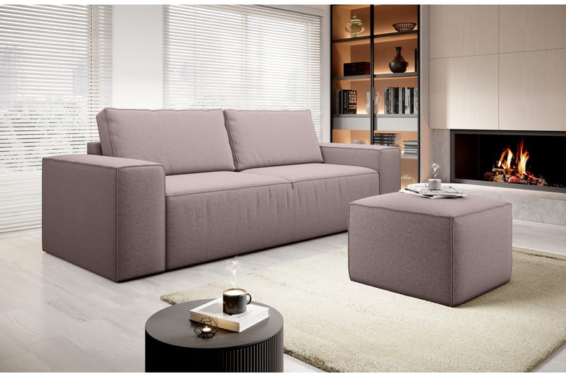 Kamli Bäddsoffa 3-sits med Förvaring - Ljusrosa - Möbler - Vardagsrum - Bäddsoffor