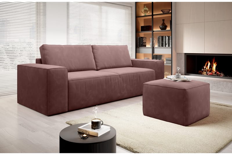 Kamli Bäddsoffa 3-sits med Förvaring - Rosa - Möbler - Vardagsrum - Bäddsoffor