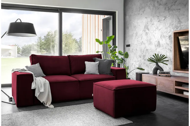 Kamli Bäddsoffa 3-sits med Förvaring - Vinröd - Möbler - Vardagsrum - Bäddsoffor