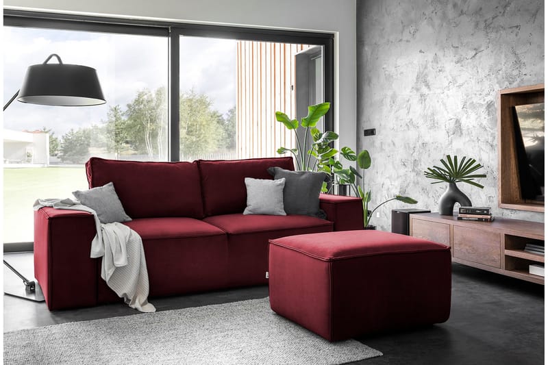 Kamli Bäddsoffa 3-sits med Förvaring, Vinröd
