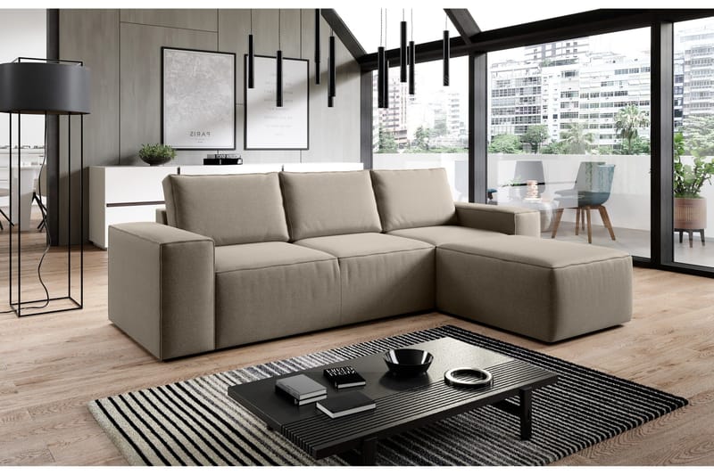 Kamli Bäddsoffa m. Divan med Förvaring - Beige - Möbler - Vardagsrum - Bäddsoffor