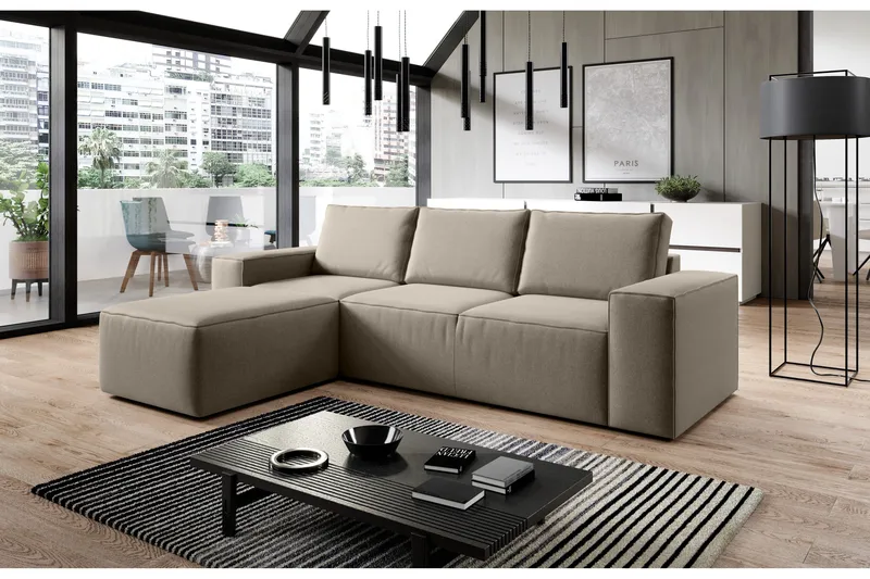 Kamli Bäddsoffa m. Divan med Förvaring - Beige - Möbler - Vardagsrum - Bäddsoffor