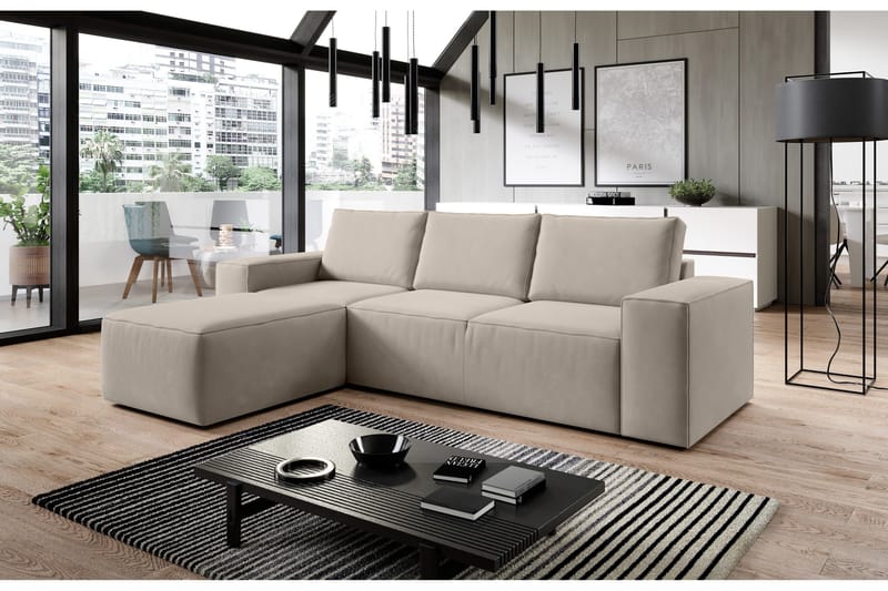 Kamli Bäddsoffa m. Divan med Förvaring - Beige - Möbler - Vardagsrum - Bäddsoffor