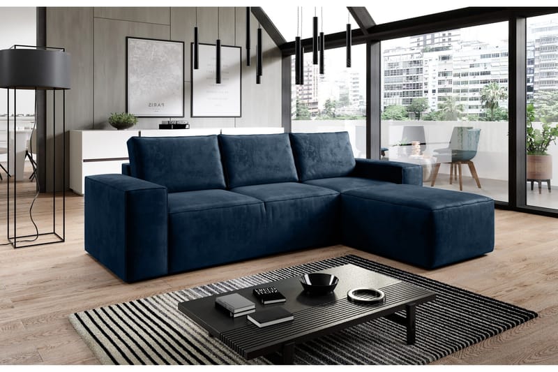 Kamli Bäddsoffa m. Divan med Förvaring - Blå - Möbler - Vardagsrum - Bäddsoffor