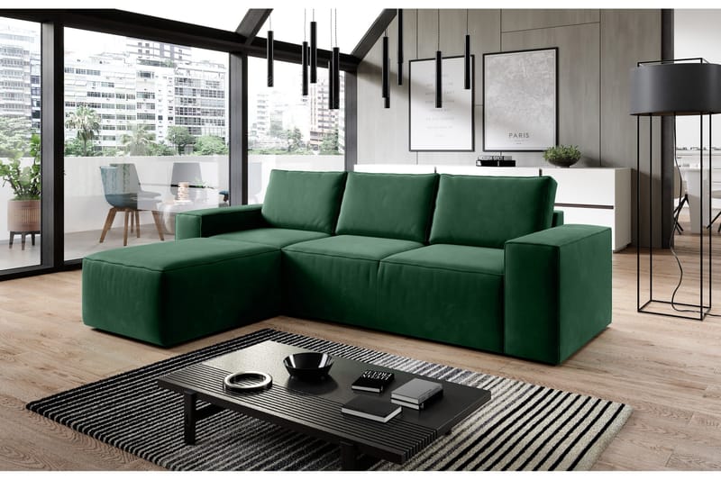 Kamli Bäddsoffa m. Divan med Förvaring - Grön - Möbler - Vardagsrum - Bäddsoffor