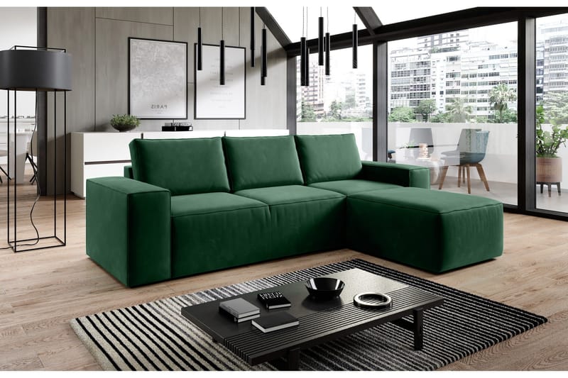 Kamli Bäddsoffa m. Divan med Förvaring - Grön - Möbler - Vardagsrum - Bäddsoffor