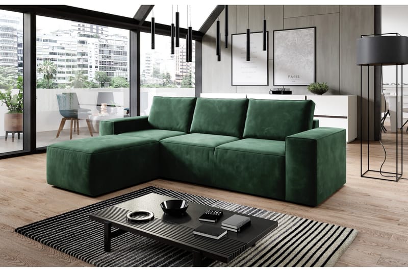 Kamli Bäddsoffa m. Divan med Förvaring - Grön - Möbler - Vardagsrum - Bäddsoffor