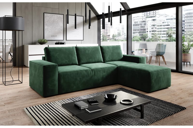 Kamli Bäddsoffa m. Divan med Förvaring - Grön - Möbler - Vardagsrum - Bäddsoffor