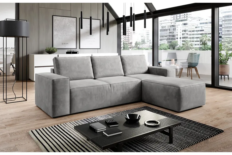 Kamli Bäddsoffa m. Divan med Förvaring - Ljusgrå - Möbler - Vardagsrum - Bäddsoffor