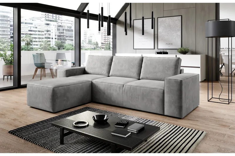 Kamli Bäddsoffa m. Divan med Förvaring - Ljusgrå - Möbler - Vardagsrum - Bäddsoffor