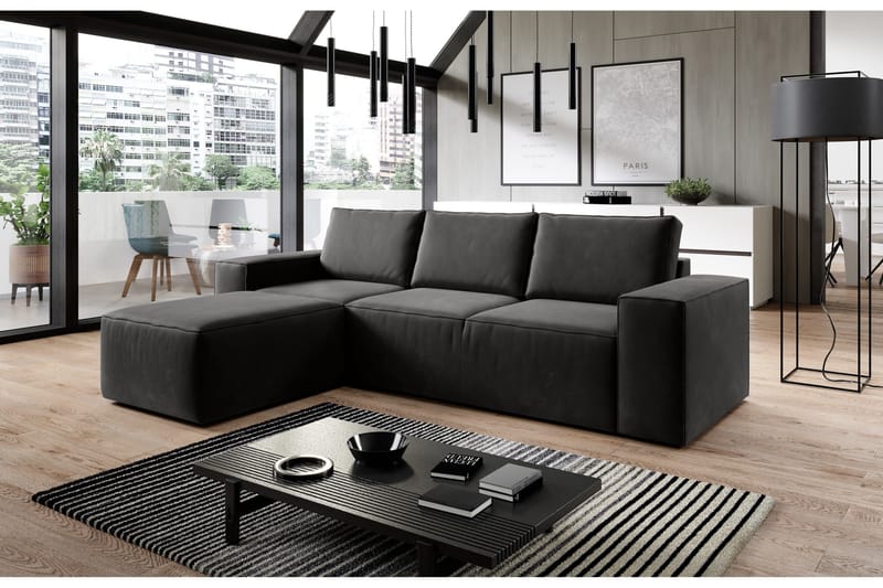 Kamli Bäddsoffa m. Divan med Förvaring - Mörkgrå - Möbler - Vardagsrum - Bäddsoffor