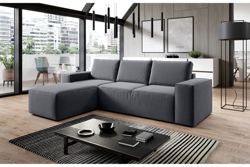 Kamli Bäddsoffa m. Divan med Förvaring - Mörkgrå - Möbler - Vardagsrum - Bäddsoffor