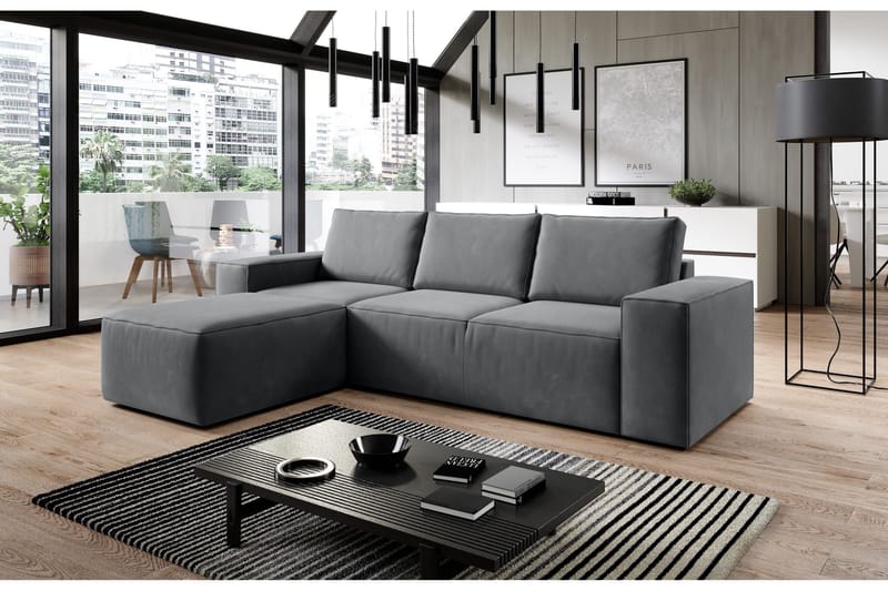 Kamli Bäddsoffa m. Divan med Förvaring - Mörkgrå - Möbler - Vardagsrum - Bäddsoffor