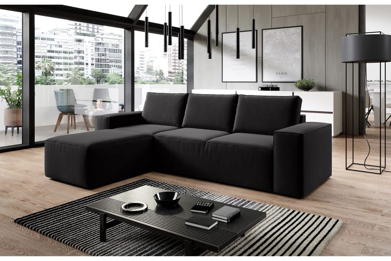 Kamli Bäddsoffa m. Divan med Förvaring - Svart - Möbler - Vardagsrum - Bäddsoffor