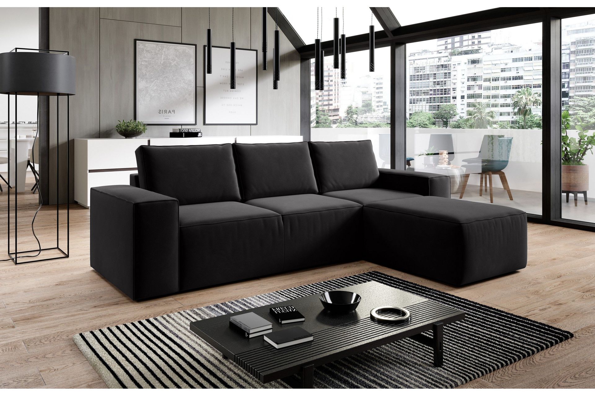 Kamli B&auml;ddsoffa m. Divan med F&ouml;rvaring - Svart