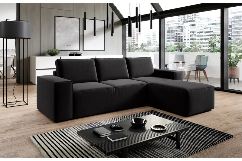 Kamli Bäddsoffa m. Divan med Förvaring - Svart - Möbler - Vardagsrum - Bäddsoffor