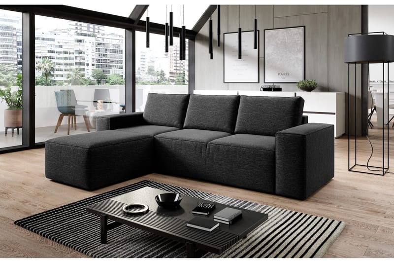 Kamli Bäddsoffa m. Divan med Förvaring - Svart - Möbler - Vardagsrum - Bäddsoffor