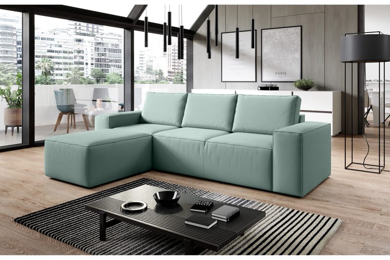 Kamli Bäddsoffa m. Divan med Förvaring - Turkos - Möbler - Vardagsrum - Bäddsoffor