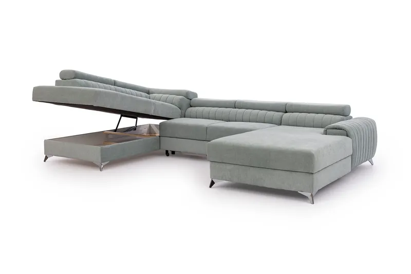 Kamran Bäddsoffa m. Divan och Schäslong med Förvaring - Beige - Möbler - Vardagsrum - Bäddsoffor - U bäddsoffa