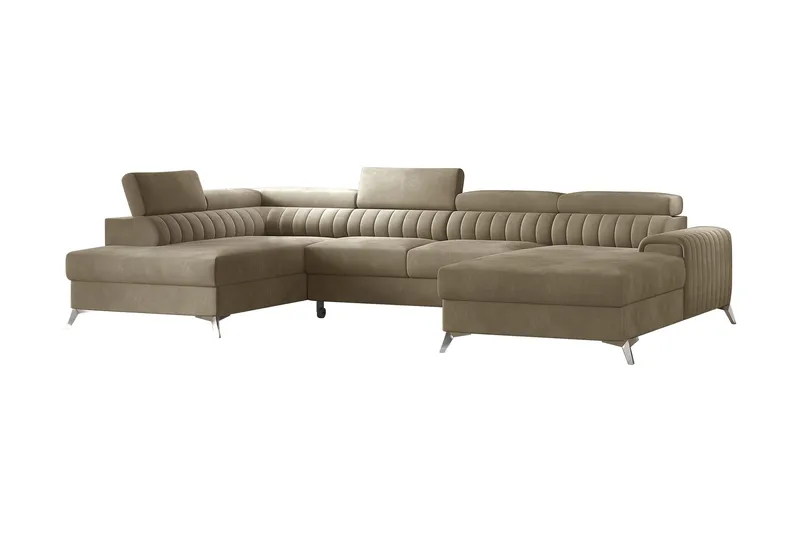 Kamran Bäddsoffa m. Divan och Schäslong med Förvaring - Beige - Möbler - Vardagsrum - Bäddsoffor - U bäddsoffa