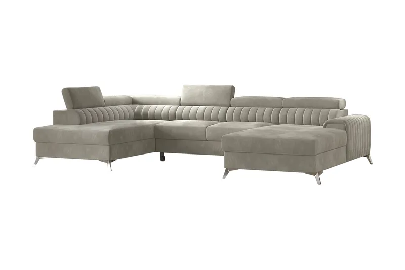 Kamran Bäddsoffa m. Divan och Schäslong med Förvaring, Beige