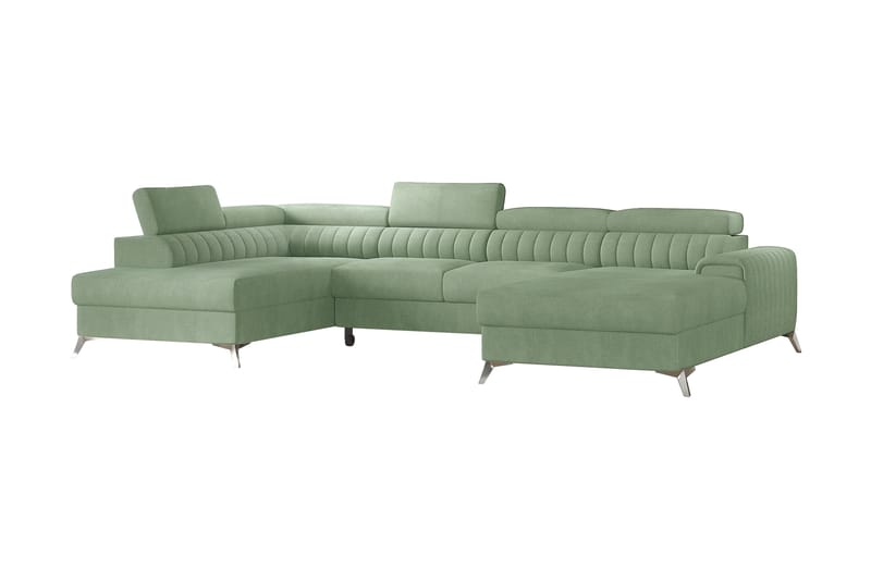 Kamran Bäddsoffa m. Divan och Schäslong med Förvaring, Ljusblå