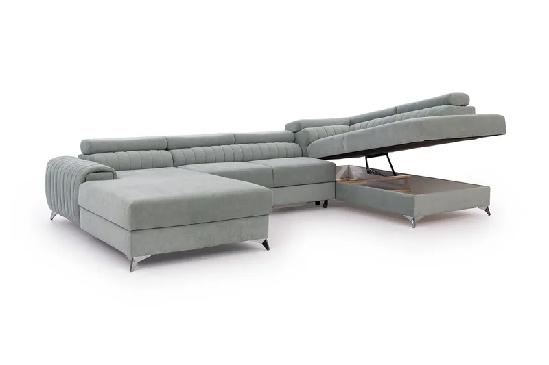 Kamran Bäddsoffa m. Divan och Schäslong med Förvaring - Rosa - Möbler - Vardagsrum - Bäddsoffor - U bäddsoffa