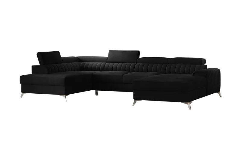Kamran Bäddsoffa m. Divan och Schäslong med Förvaring - Svart - Möbler - Vardagsrum - Bäddsoffor - U bäddsoffa