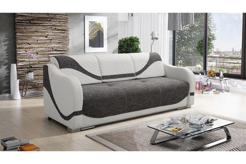 KARMEN Bäddsoffa 226x93x88 cm - Grå/Vit - Möbler - Vardagsrum - Bäddsoffor