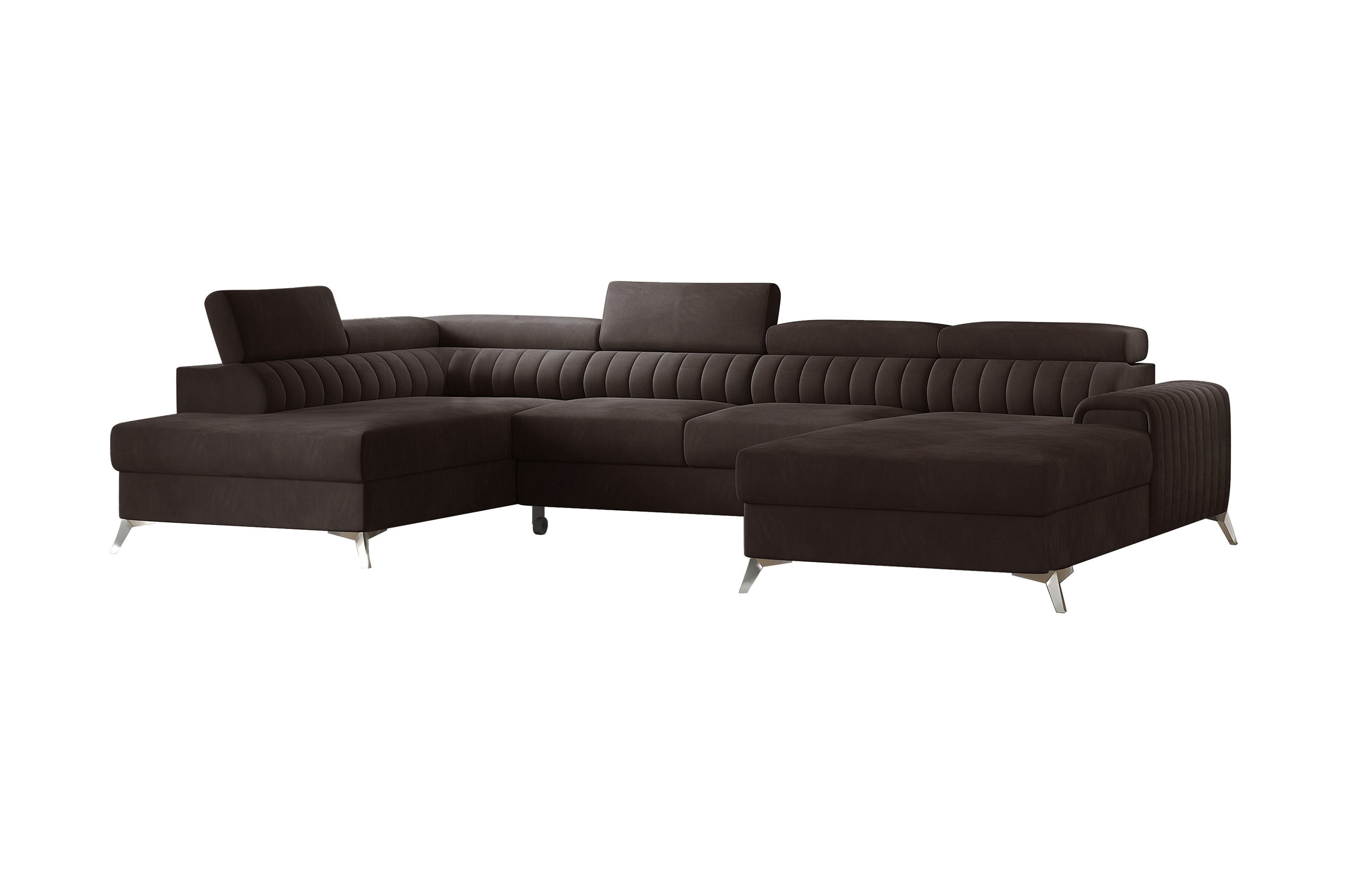 katashi bäddsoffa m. divan och schäslong med förvaring brun -