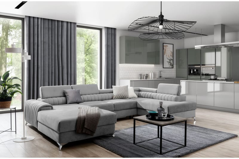 Katashi Bäddsoffa m. Divan och Schäslong med Förvaring Grå - Möbler - Vardagsrum - Bäddsoffor - U bäddsoffa