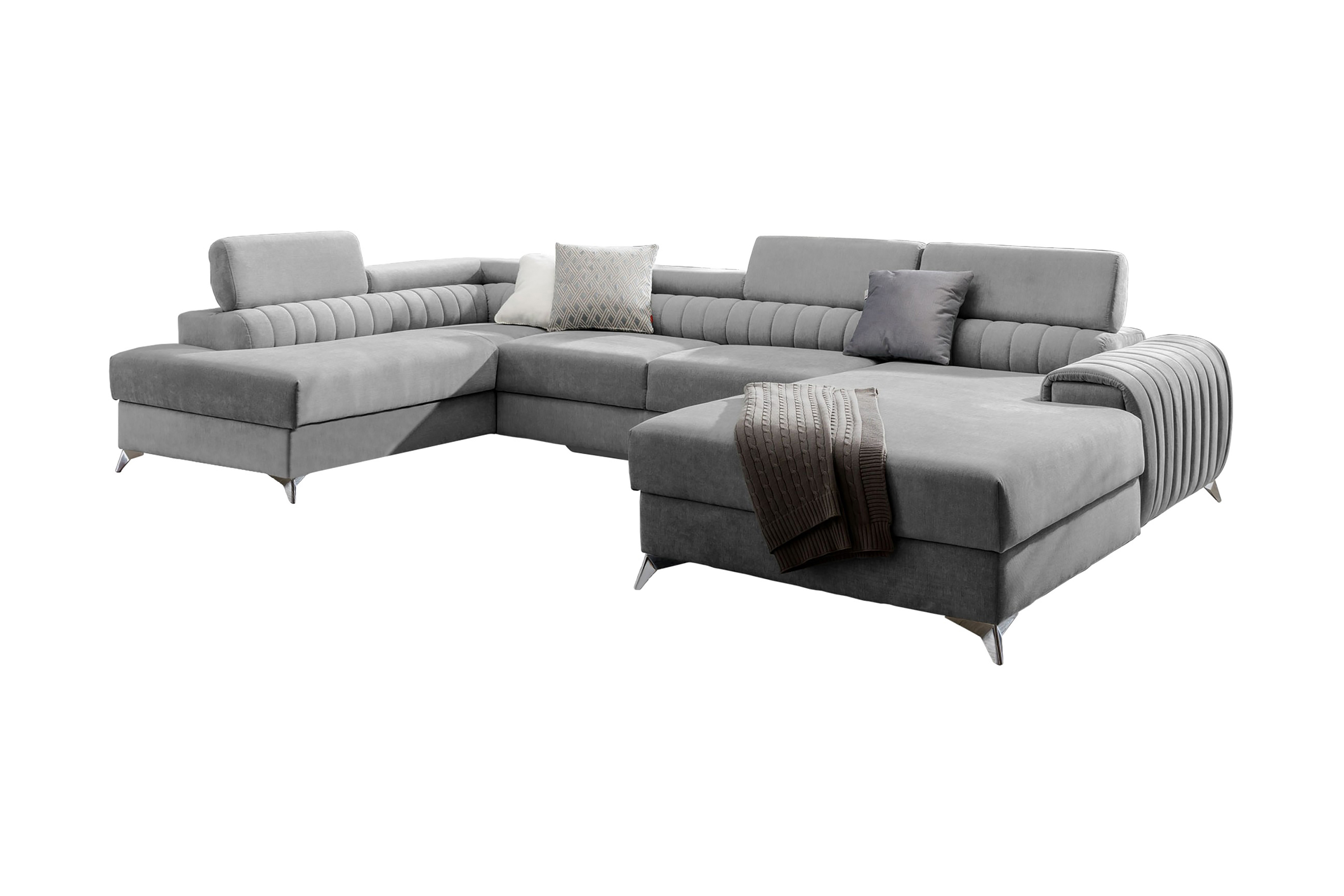 katashi bäddsoffa m. divan och schäslong med förvaring grå -