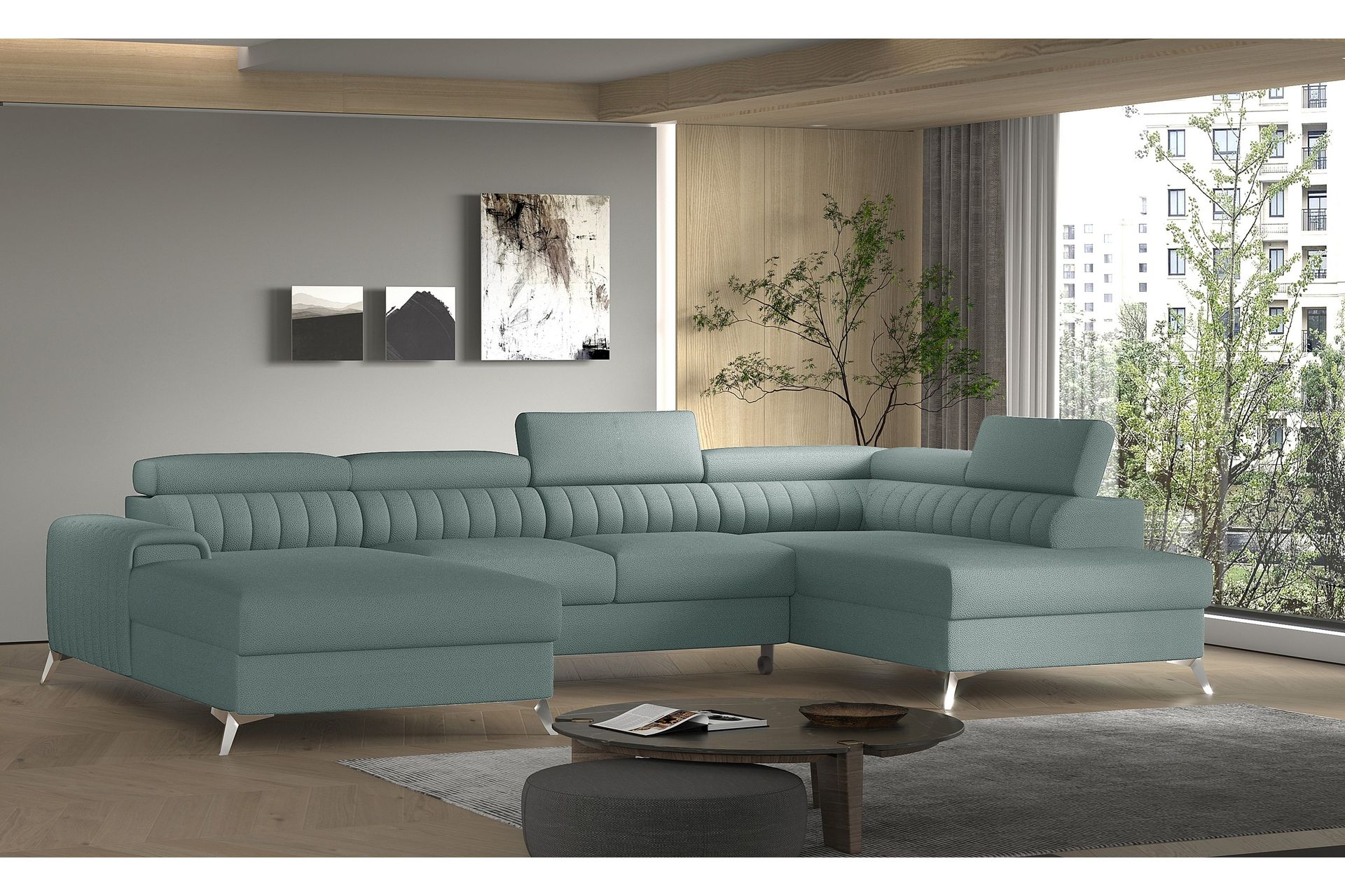 katashi bäddsoffa m. divan och schäslong med förvaring ljusb -