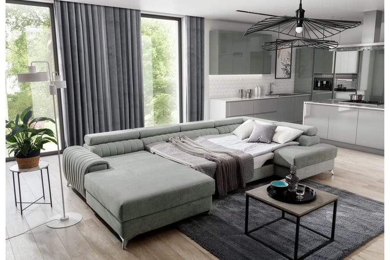 Katashi Bäddsoffa m. Divan och Schäslong med Förvaring Rosa - Möbler - Vardagsrum - Bäddsoffor - U bäddsoffa