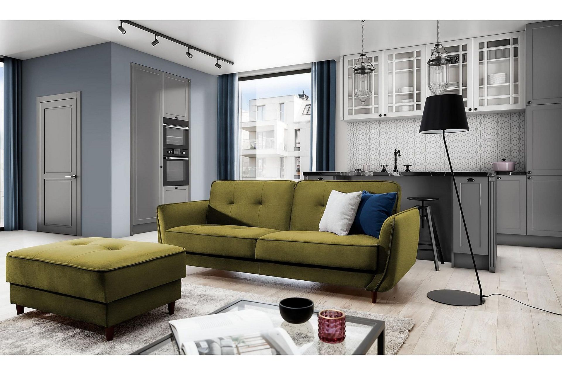 katsuya bäddsoffa 3-sits - grön