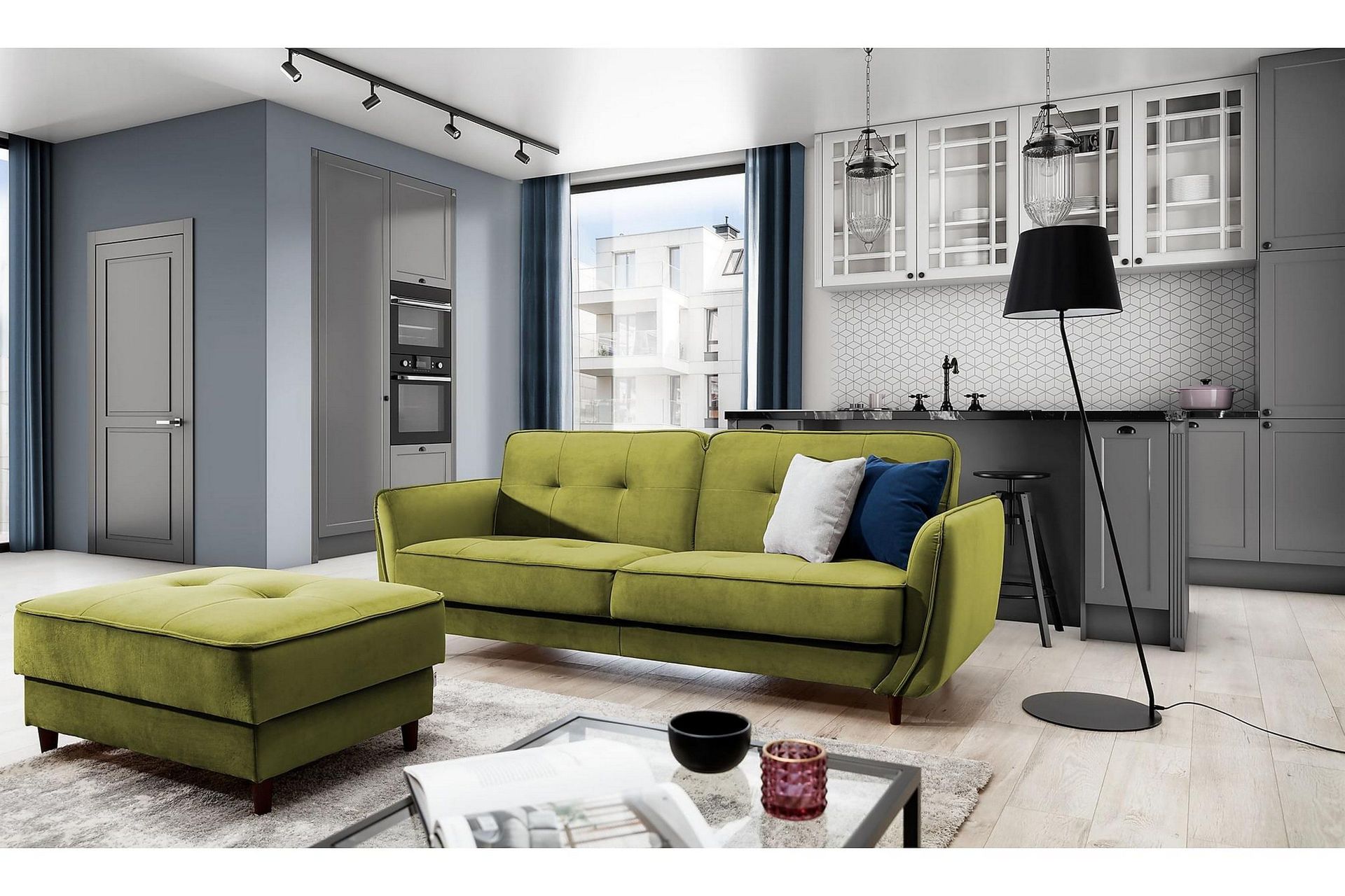 Katsuya B&auml;ddsoffa 3-sits - Gr&ouml;n