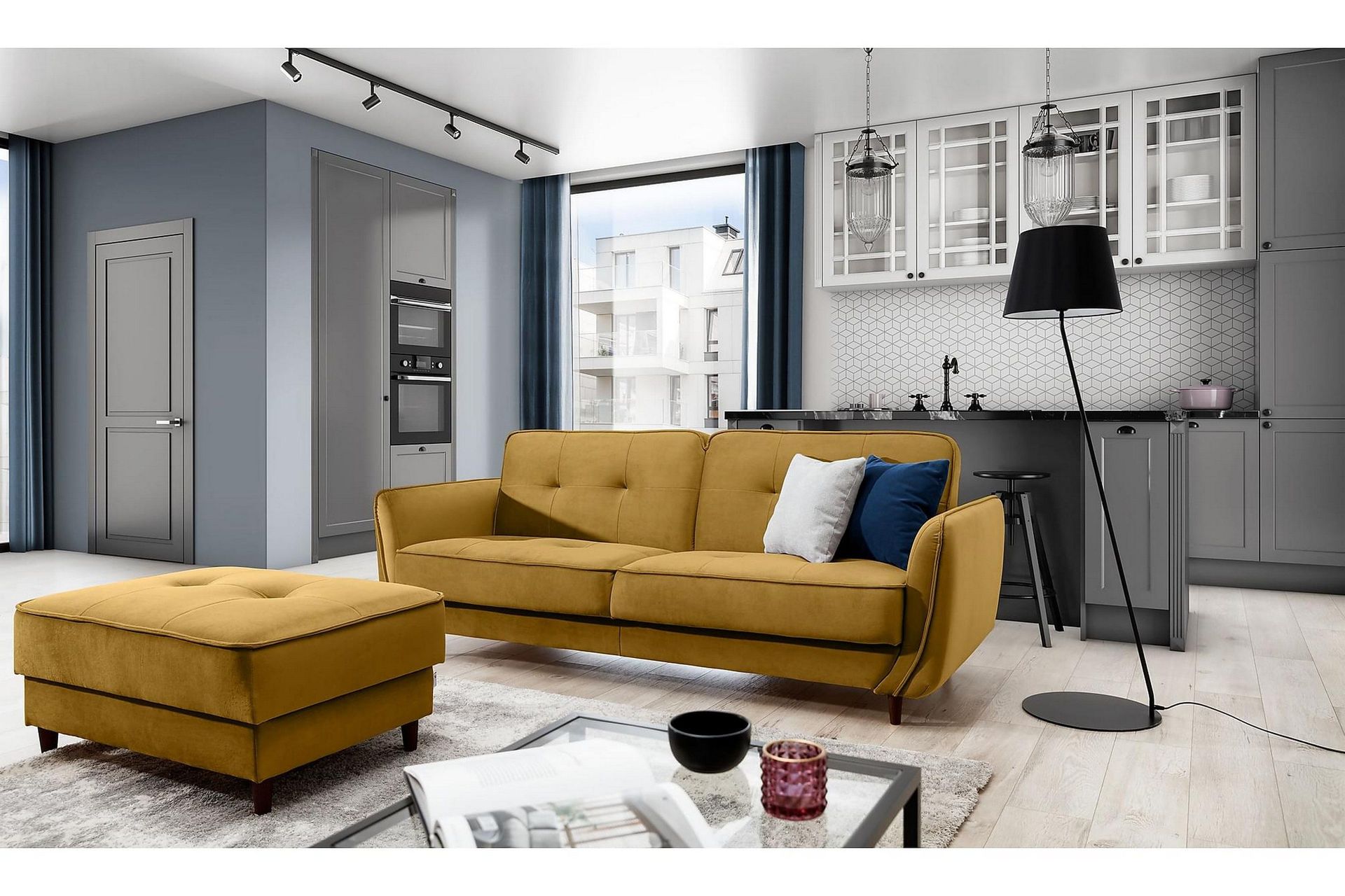 Katsuya B&auml;ddsoffa 3-sits - Gul