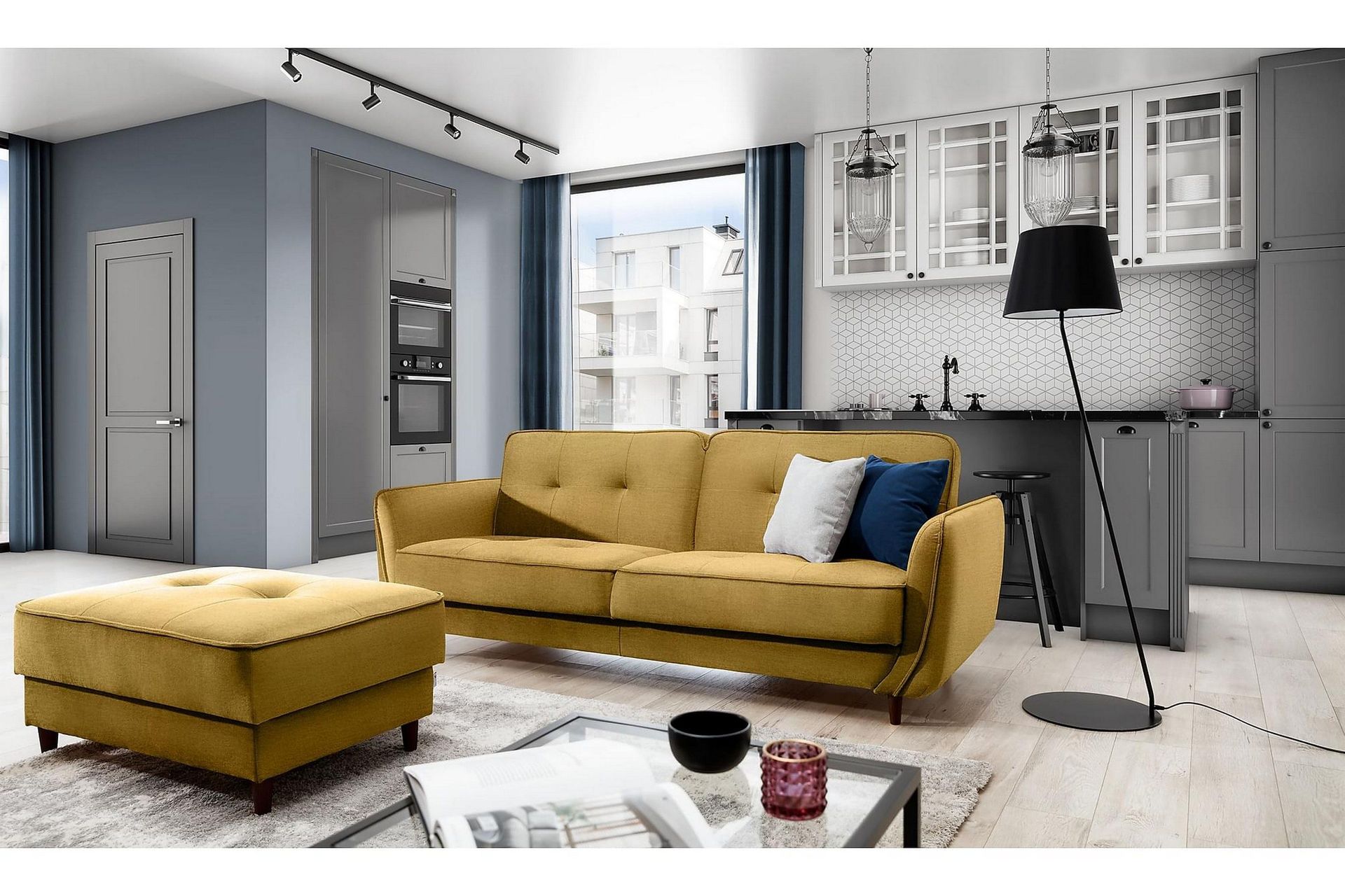 katsuya bäddsoffa 3-sits - gul