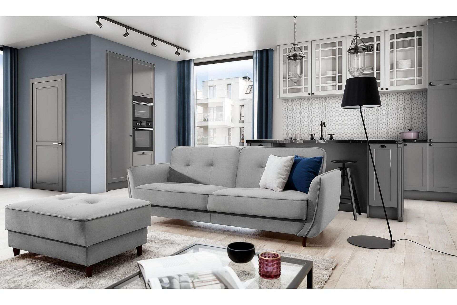 Katsuya B&auml;ddsoffa 3-sits - Ljusgr&aring;