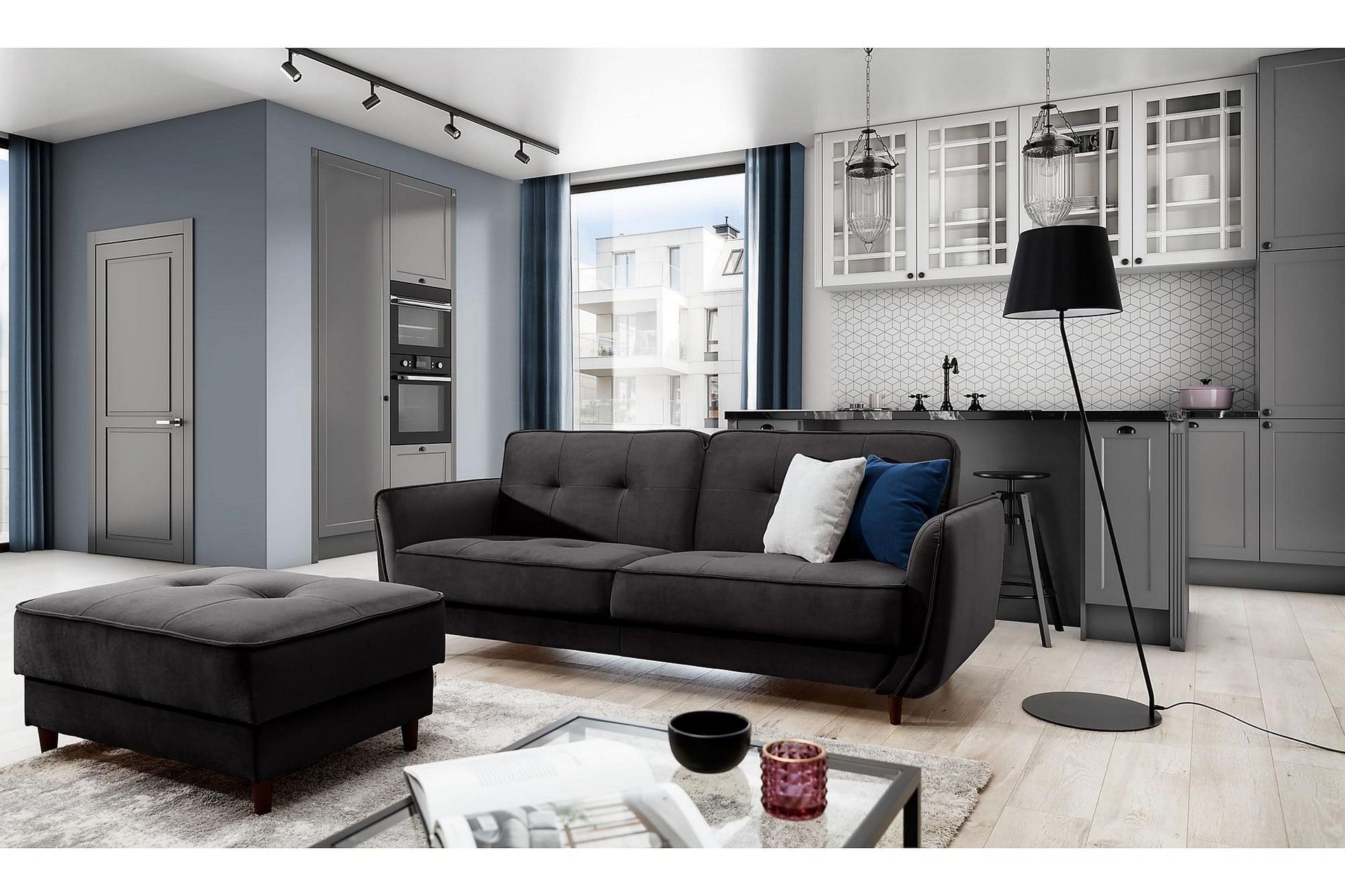 Katsuya B&auml;ddsoffa 3-sits - M&ouml;rkgr&aring;