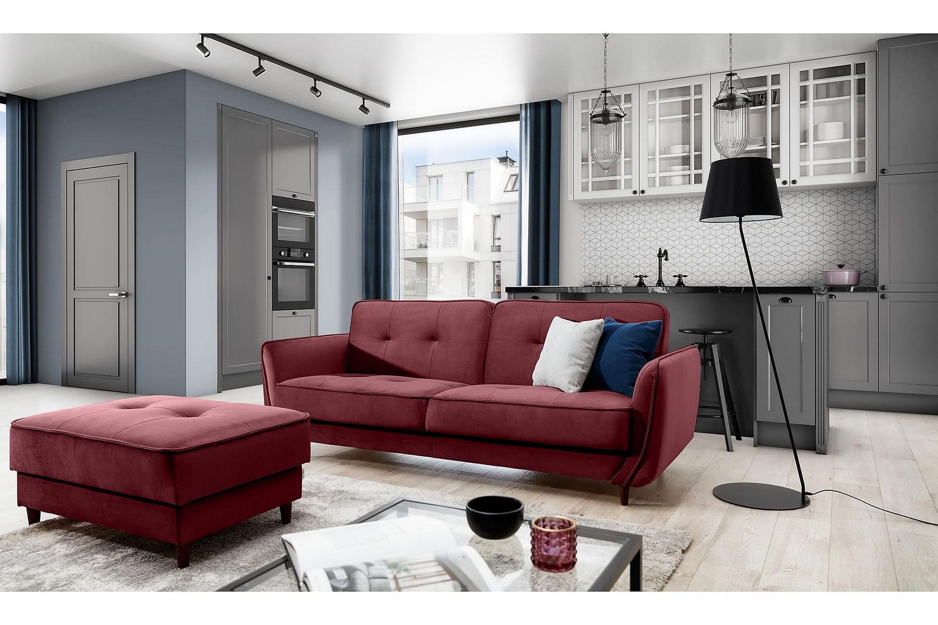 Katsuya B&auml;ddsoffa 3-sits - R&ouml;d