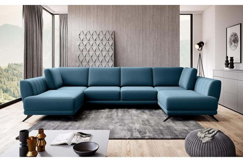 Katun Bäddsoffa Dubbelschäslong - Blå - Möbler - Vardagsrum - Bäddsoffor - U bäddsoffa