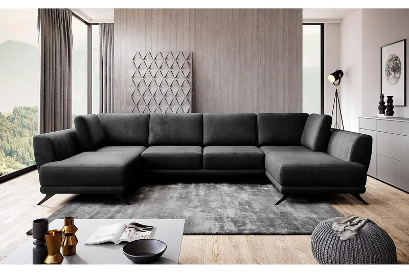 Katun Bäddsoffa Dubbelschäslong - Svart - Möbler - Vardagsrum - Bäddsoffor - U bäddsoffa