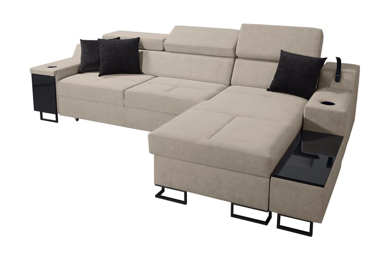 Kazumi Bäddsoffa m. Divan Förvaring 3-sits 226x127 Beige - Beige - Möbler - Vardagsrum - Bäddsoffor