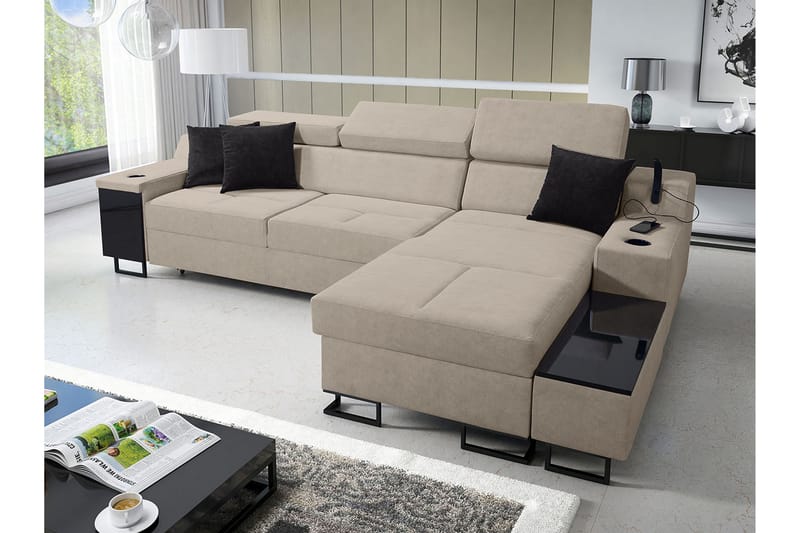 Kazumi Bäddsoffa m. Divan Förvaring 3-sits 226x127 Beige - Beige - Möbler - Vardagsrum - Bäddsoffor